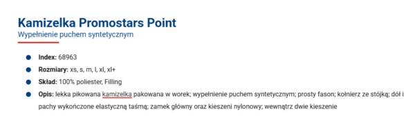 Specyfikacja: Kamizelka pikowana Promostar – damska