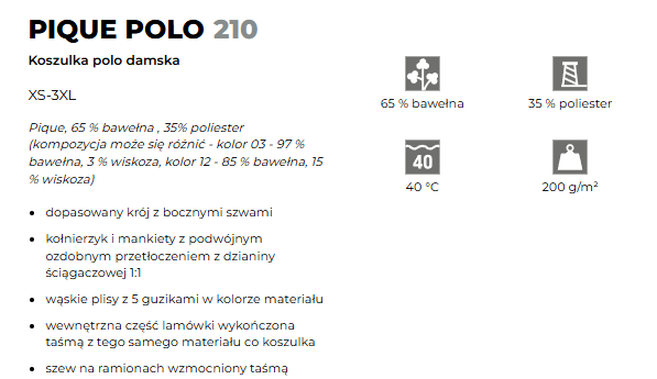 Specyfikacja: Polo Malfini 210 – damskie